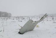 A view shows a scene where a short-haul regional Antonov AN-148 crashed after taking off from Moscow's Domodedovo airport, outside Moscow