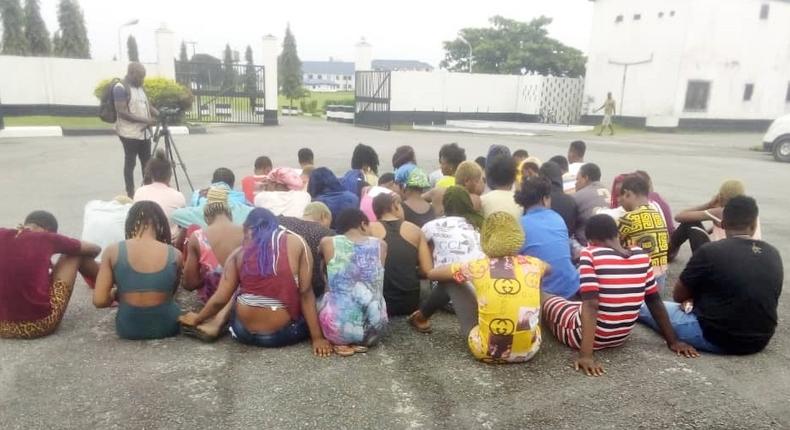Cross section of teenage prostitutes rescued by Navy/NAPTIP operatives/Illustration 