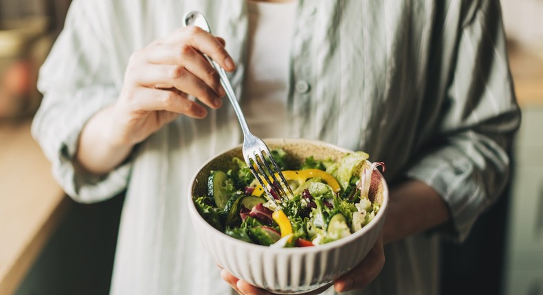 Studies suggest eating fiber-rich non-starchy vegetables before the protein and carbs in a meal may help people with type 2 diabetes regulate their blood sugar. Kseniya Ovchinnikova/Getty Images