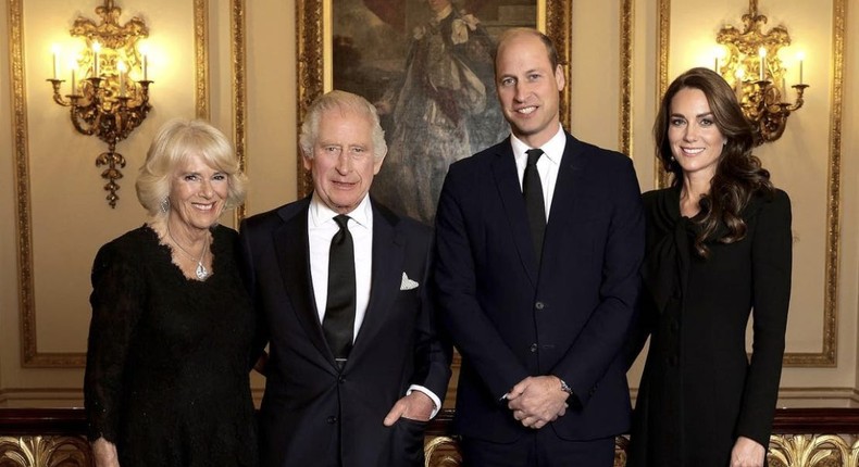 Camilla, the Queen Consort, King Charles III, Prince William, and Kate Middleton in royal portrait taken on September 18.Chris Jackson/Getty Images via Instagram