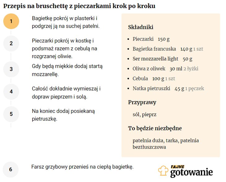 Przepi na bruschettę z pieczarkami