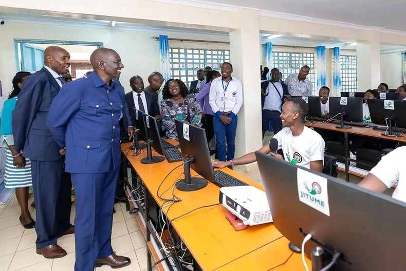 President William Ruto in the Jitume laboratory