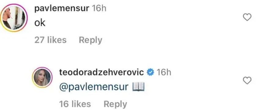 Komentari ispod Teodorine objave