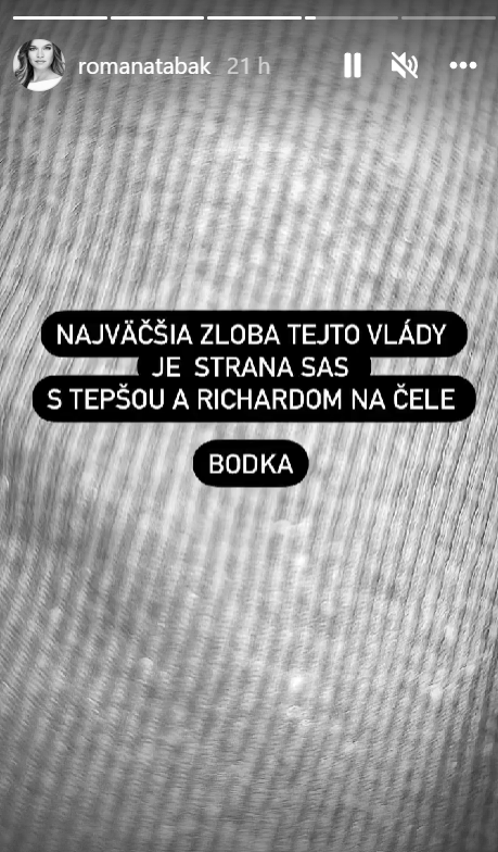 Romana Tabák sa podelila o svoj názor na instagrame. 