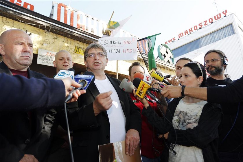 Konferencja prasowa przed bramą KWK Makoszowy 