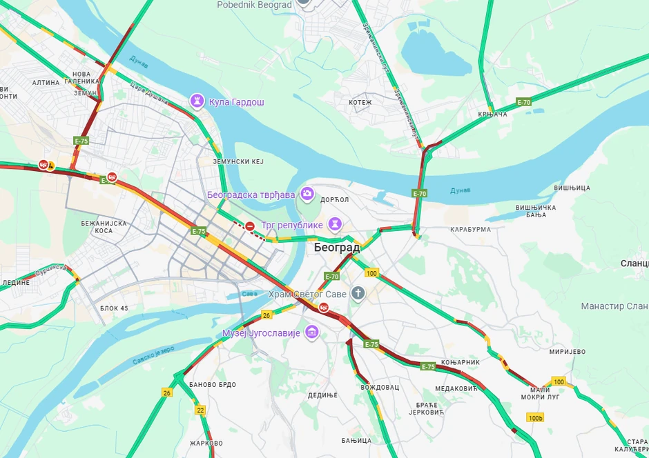 Gužva u Beogradu 28. oktobra
