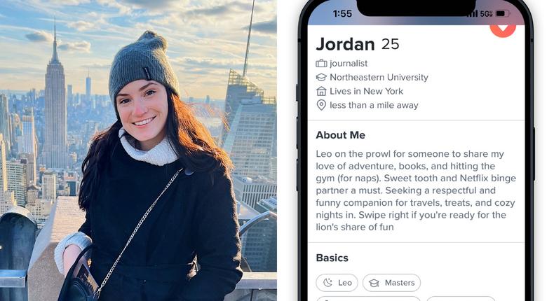 I also asked the AI-powered tool to write a Tinder bio (above).Jordan Parker Erb/Insider