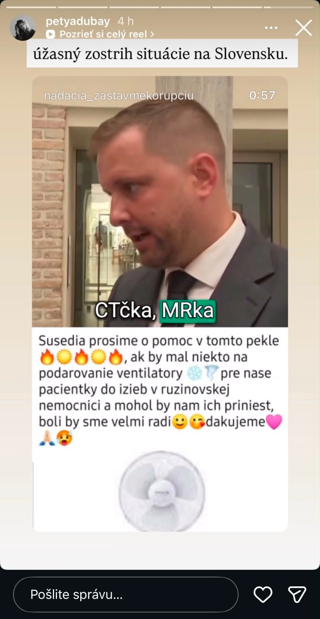 Dubayová napísala svoj názor na Instagrame. 
