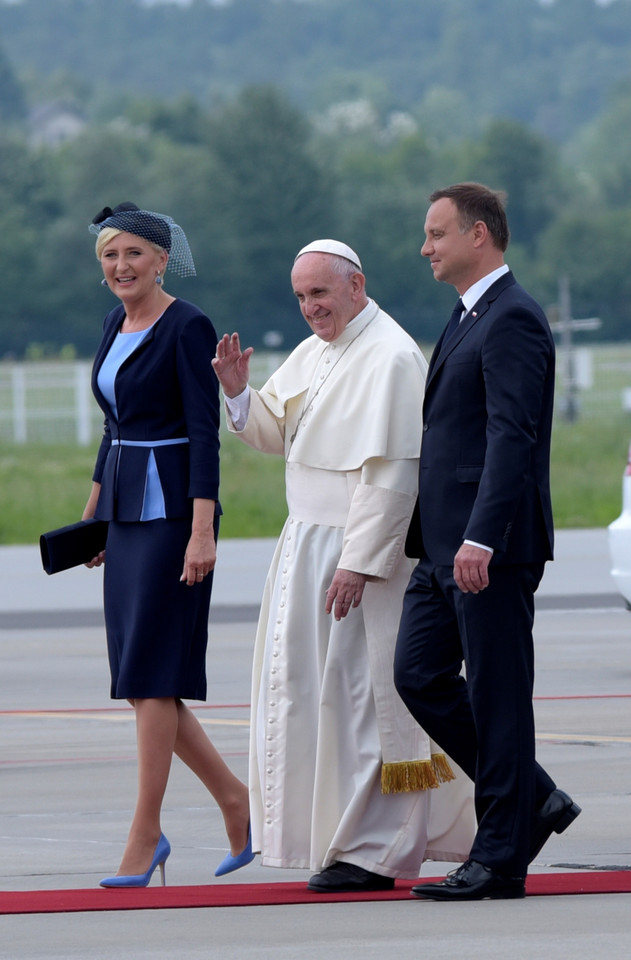 Światowe Dni Młodzieży - para prezydencka z papieżem Franciszkiem, lipiec 2017 r.