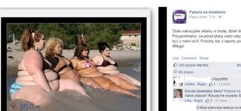 "Pytanie na śniadanie" przeprasza za post obrażający otyłe kobiety