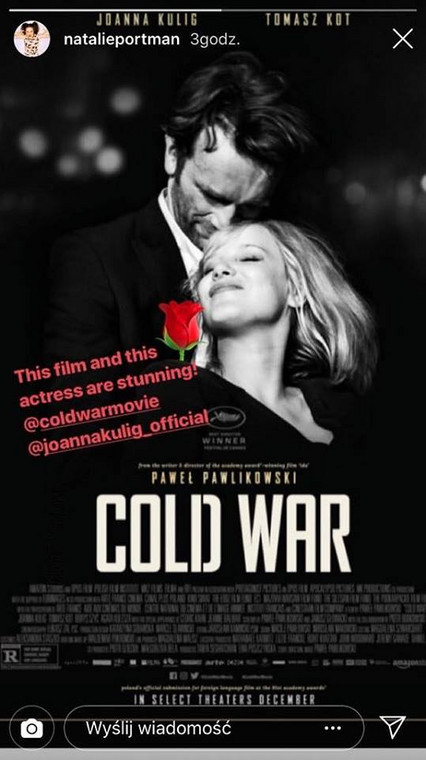 Natalie Portman zachwycona "Zimną wojną" i Joanną Kulig