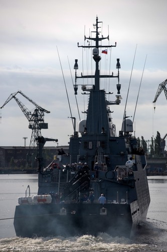 Próba morska niszczyciela min 'Kormoran'.
 <br><br> fot. (cat) PAP/Roman Jocher