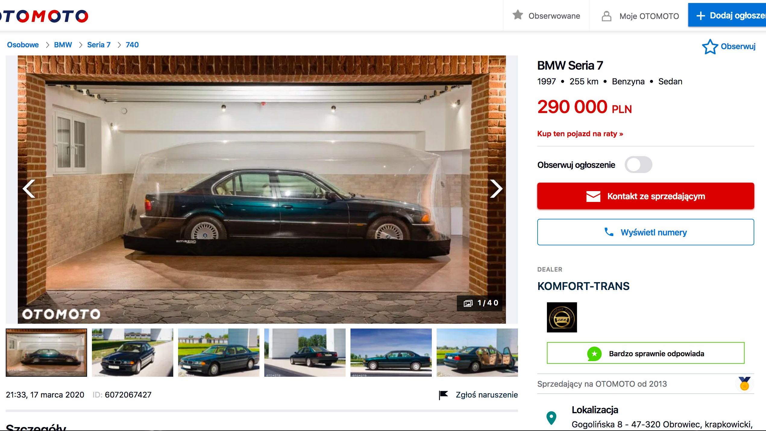 Bmw Serii 7 Z 1997 Roku Jak Nowe Cena Rowniez Szokuje