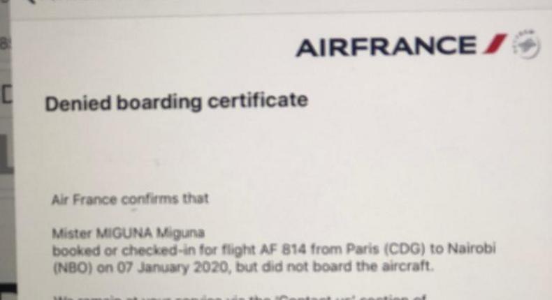 Air France responds to Miguna Miguna on Twitter after ejecting him from Nairobi-bound flight