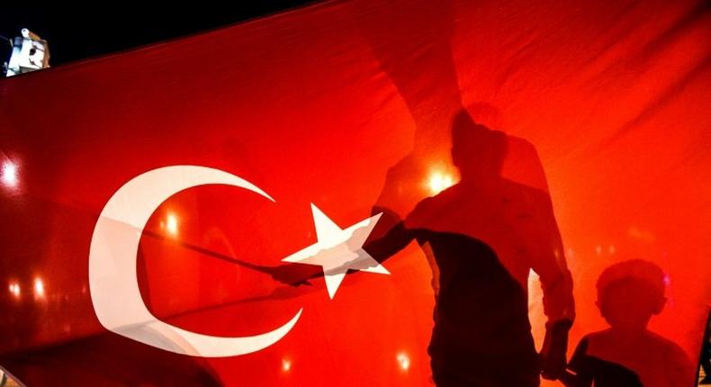 Pro-Erdogan supporters gather at Taksim Square in Istanbul following a failed coup attempt, on July 16, 2016