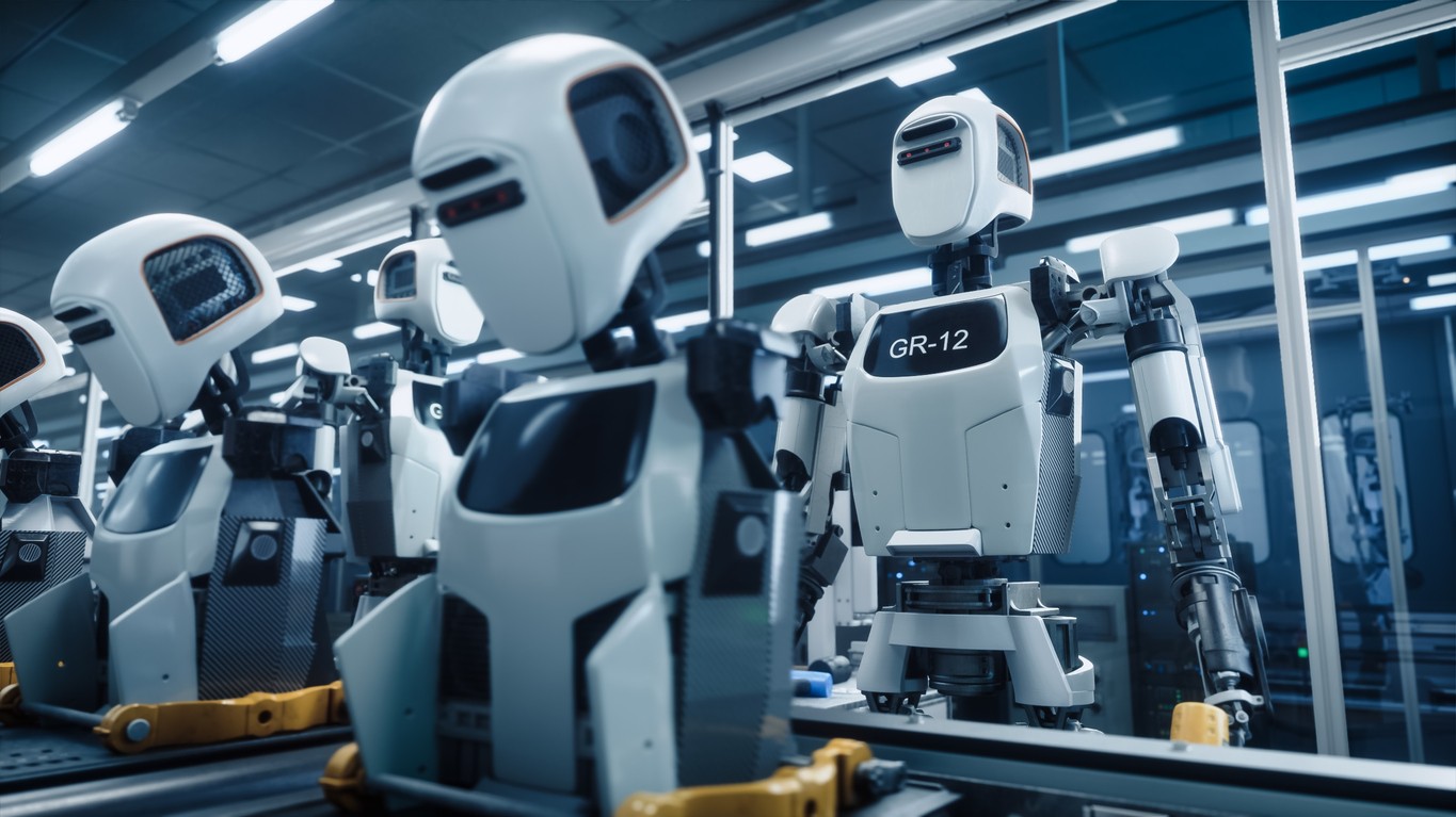 Robotické ramená pracujúce na automatizovanej montážnej linke v modernom priemyselnom prostredí. Vedci z Univerzity v Stuttgarte pripravujú projekty SCALAR a COBRAS, v rámci ktorých chcú vyvinúť koordinované tímy autonómnych robotov schopných spolupracovať pri výstavbe a rekonštrukcii budov. (Ilustračný obrázok)
