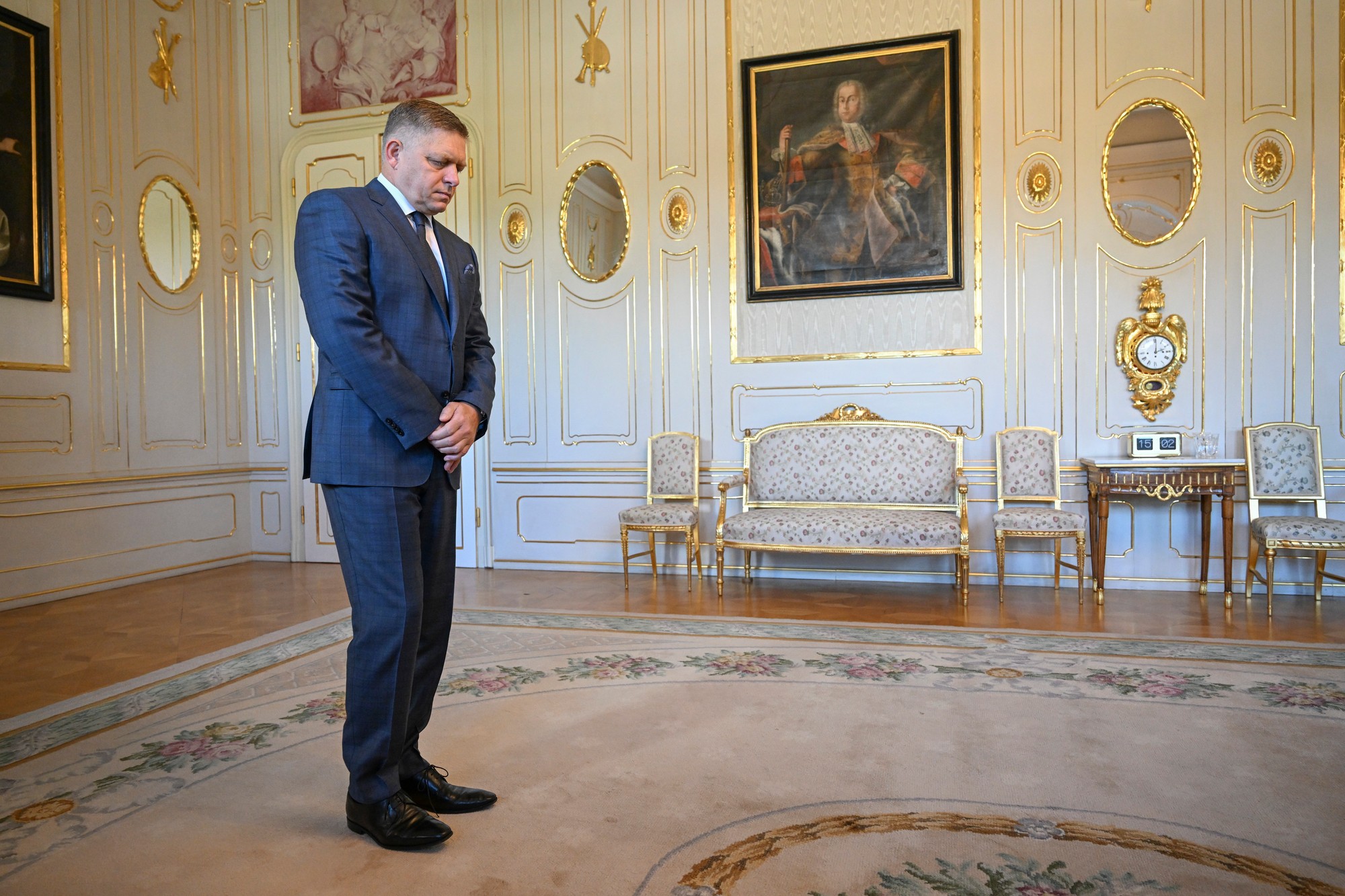 Predseda strany SMER-SD Robert Fico počas prijatia v Prezidentskom paláci 2. októbra 2023 v Bratislave.