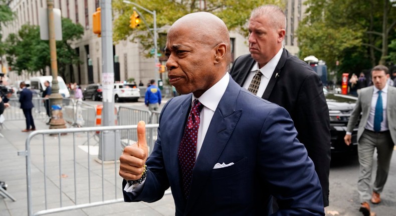 New York City Mayor Eric Adams arrives for his arraignment outside Manhattan Federal Court on Friday, Sept. 27, 2024 in Manhattan, New York.Barry Williams for New York Daily News via Getty Images