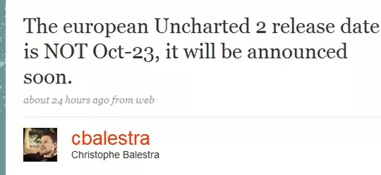 Uncharted 2: Among Thieves NIE ukaże się 23 października
