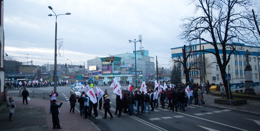 Pikieta górników w Mysłowicach