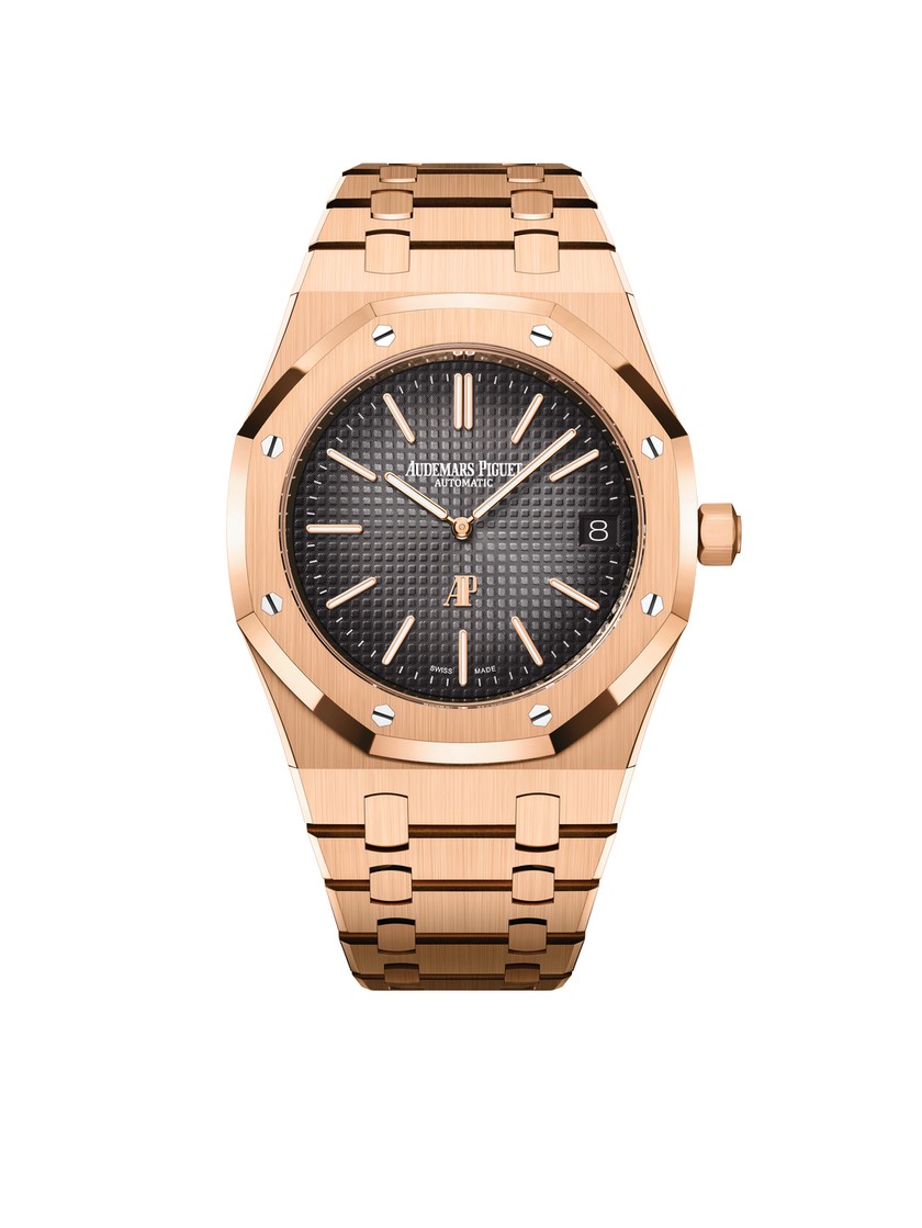 AUDEMARS PIGUET Royal Oak Jumbo, extraflach, 39 mm, mit Automatikaufzug und Gehäuse aus Roségold für 63'100 Franken.