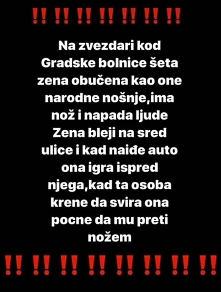 instagram žena igra kolo preti nožem zvezdara