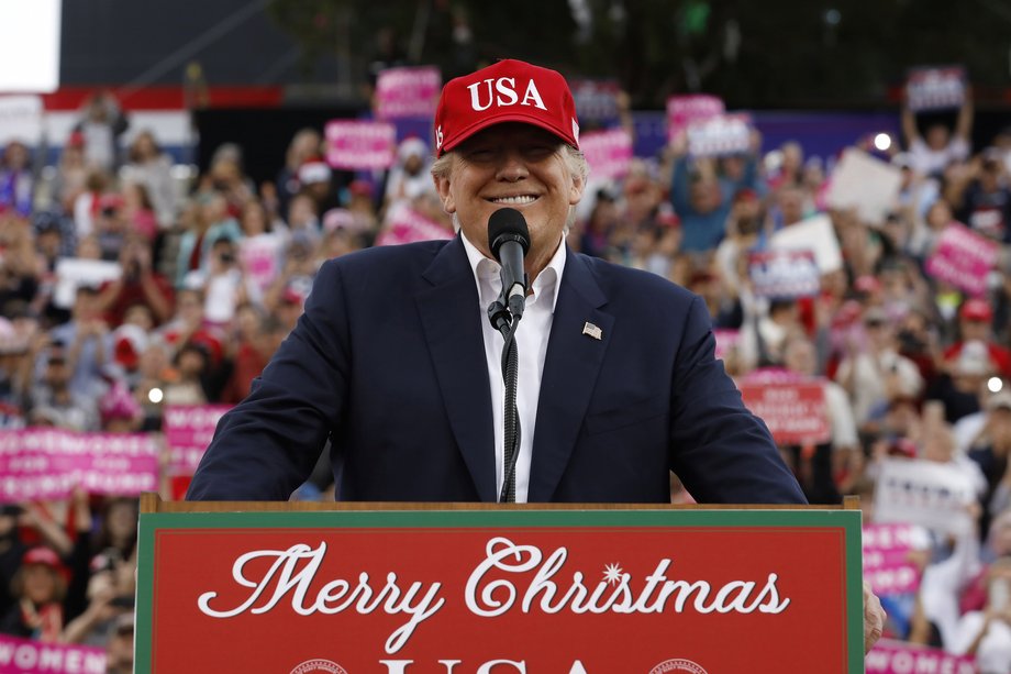 U.S. President-elect Donald Trump speaks during a USA Thank You Tour event in Mobile, Alabama, U.S., December 17, 2016.