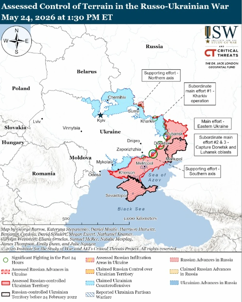 Ukrajina, mapa, ISW