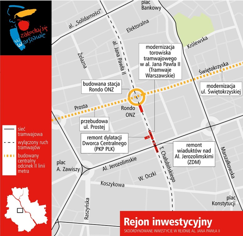 Mapka ze zmianami w kursowaniu tramwajów