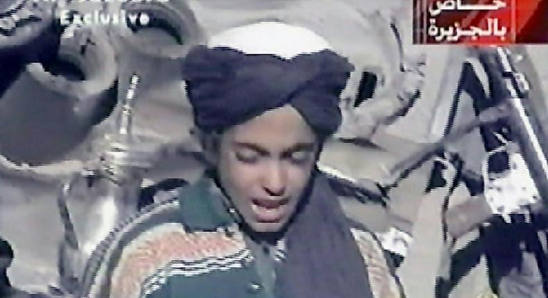 Hamza bin Laden, the youngest son of Al-Qaeda founder Osama bin Laden, recites a poem in this frame grab taken from the Qatar based al-Jazeera satellite news channel on November 7, 2001