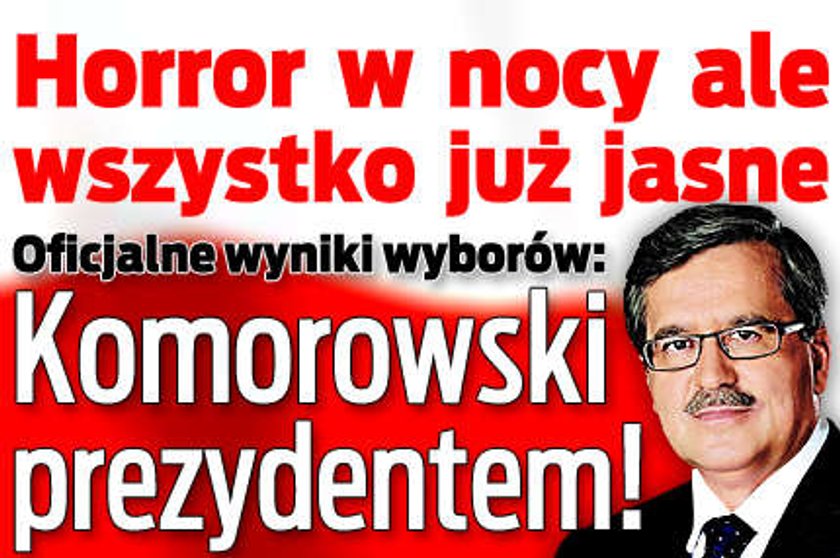 Komorowski prezydentem! Oficjalne wyniki PKW