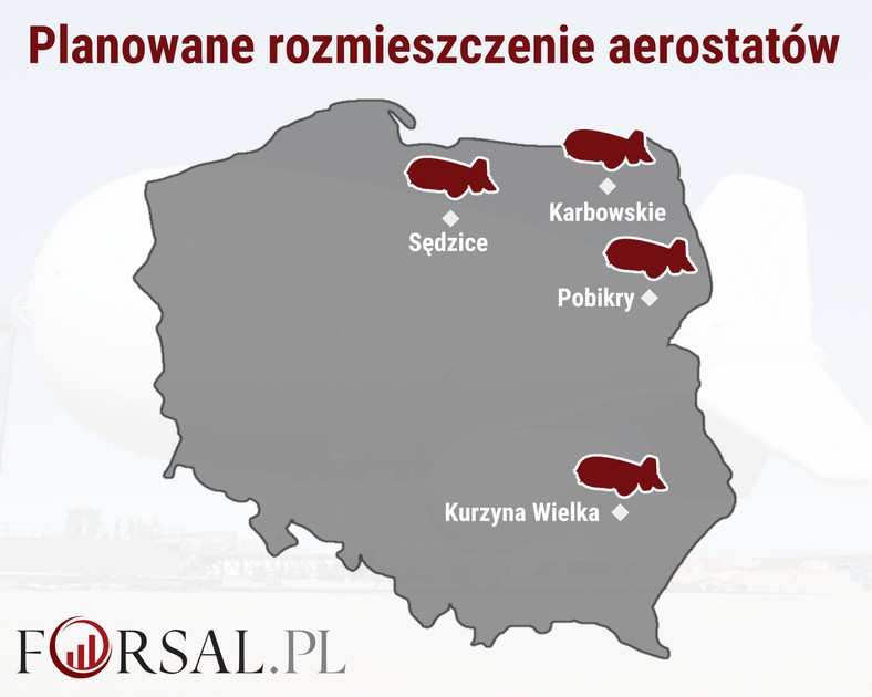 Planowane rozmieszczenie aerostatów