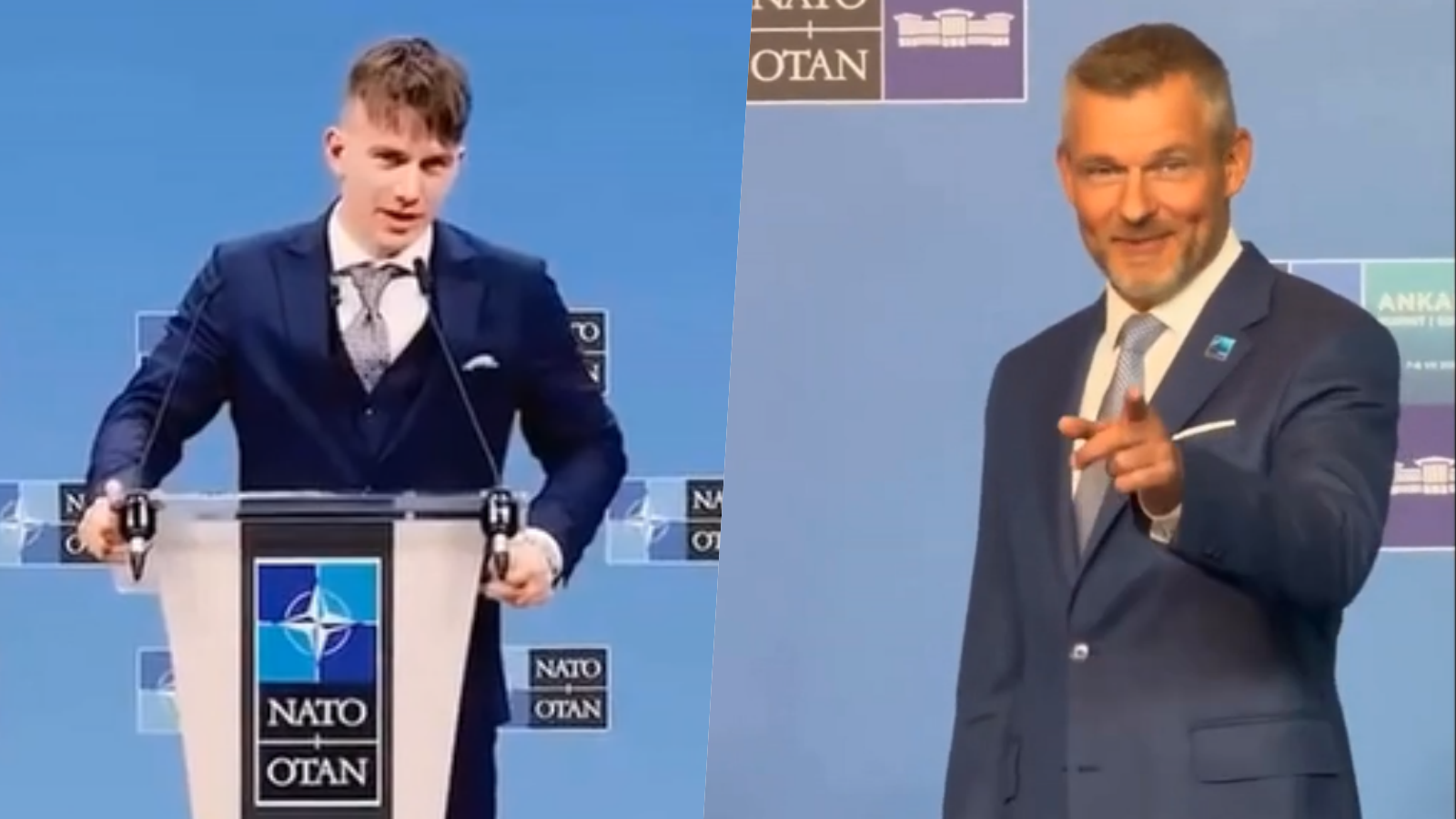 Influencer Oskar Barami a prezident Peter Pellegrini na summite NATO v Ankare v Turecku. 