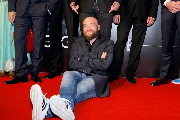 Łukasz Palkowski na premierze filmu 'Bogowie' w Warszawie