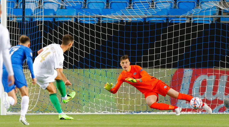 Haratin alakította ki a 3-3-as végeredményt a Molde-Ferencváros BL-selejtezőn. / Fotó: MTI/EPA/NTB/Svein Ove Ekornesvag