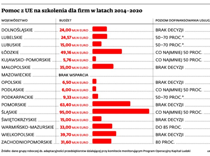 Pomoc z UE na szkolenie firm dla firm w latach 2014-2020