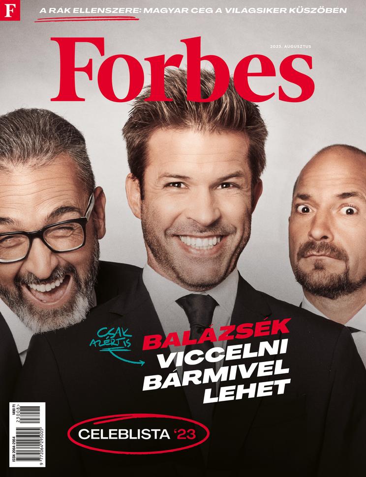 Sebestyén Balázs a címlapon rádiós kollégáival / Fotó: Forbes