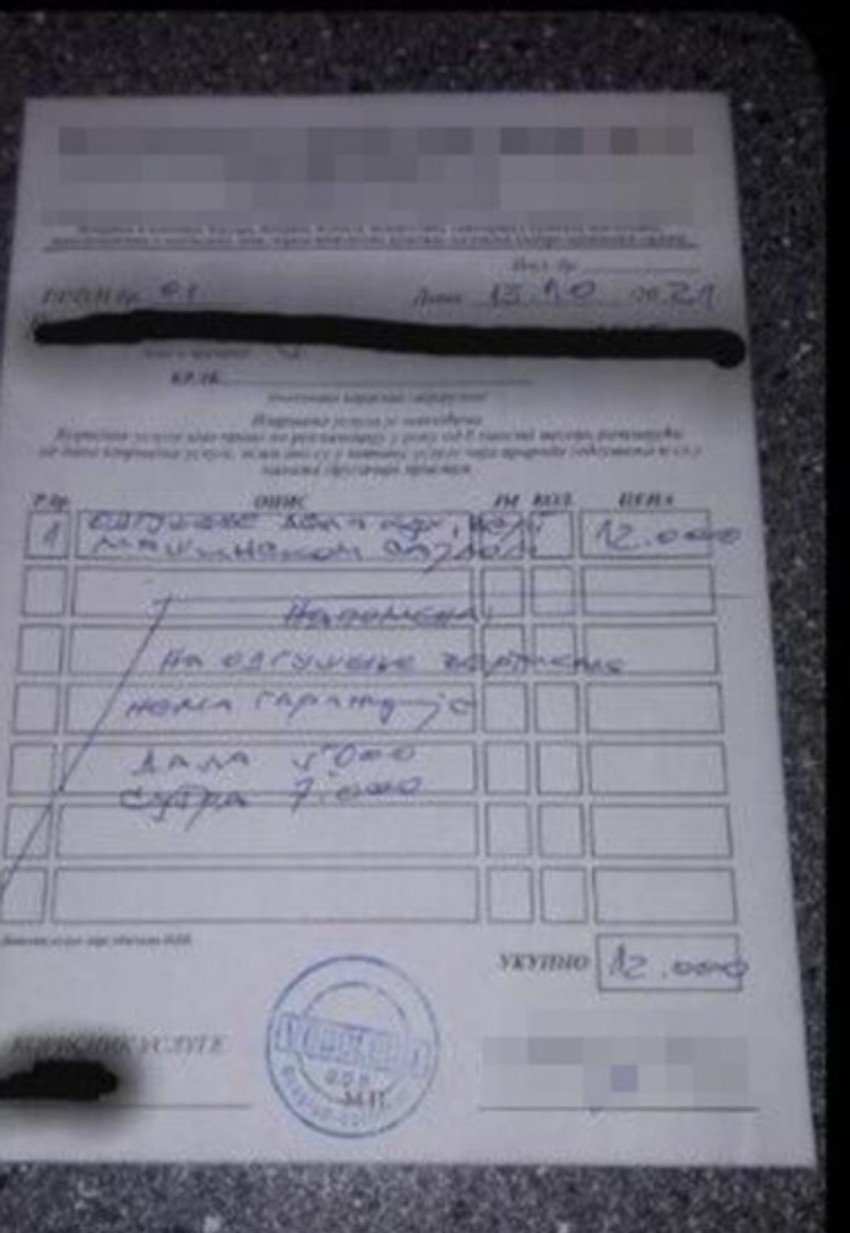 Račun za otpušivanje sudopere