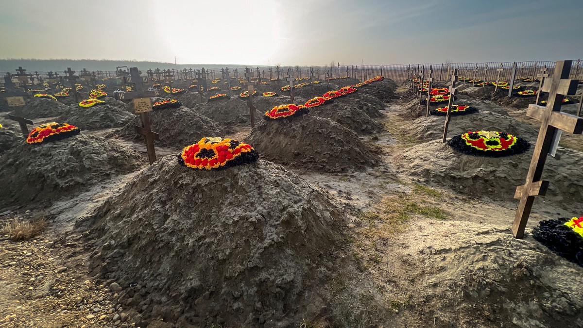 Cmentarz najemników z Grupy Wagnera w okolicach Krasnodaru w Rosji