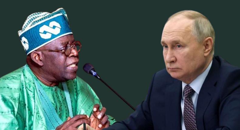 President Bola Tinubu and President Vladmir Putin of Russia. [Pulse]