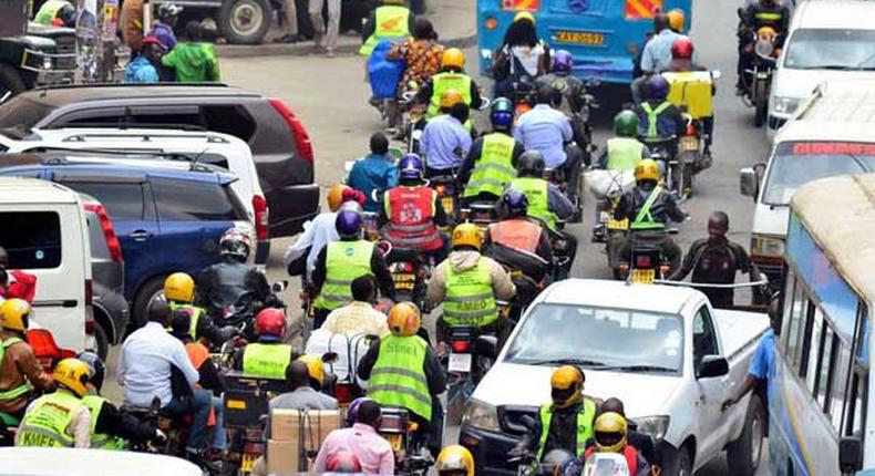 Boda boda riders at the junction of Kirinyaga and Racecourse Road in Nairobi on June 27, 2017