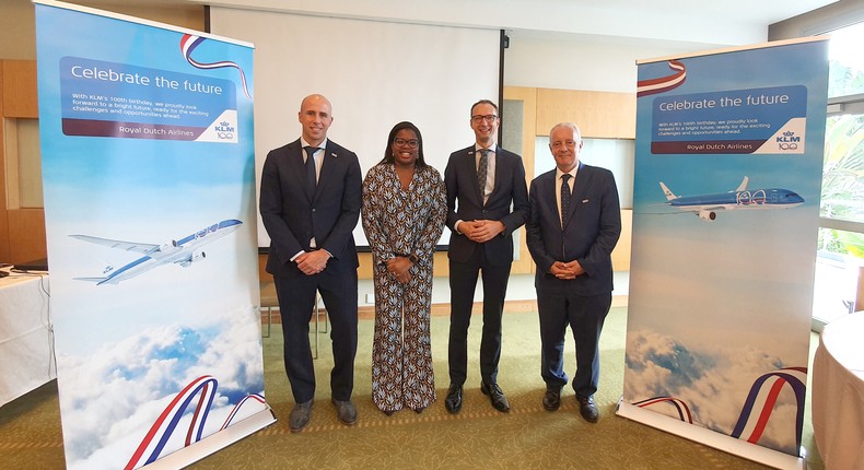 From left to right: Remco Bohre - Commercial Director Air France KLM Nigeria & Ghana; Bukky Akomolafe - Commercial Manager Travelstart; Vincent van Hooff -  Executive Vice President, Flight Operations KLM; and Michel Colleau - General Manager Air France KLM Nigeria & Ghana.