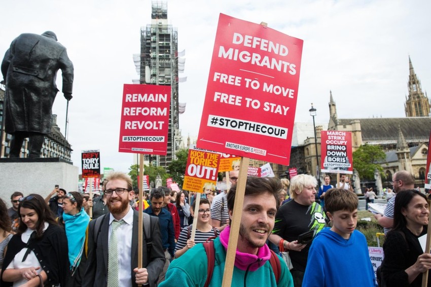 Protest u znak podrške migrantima u septembru 2019. u Londonu