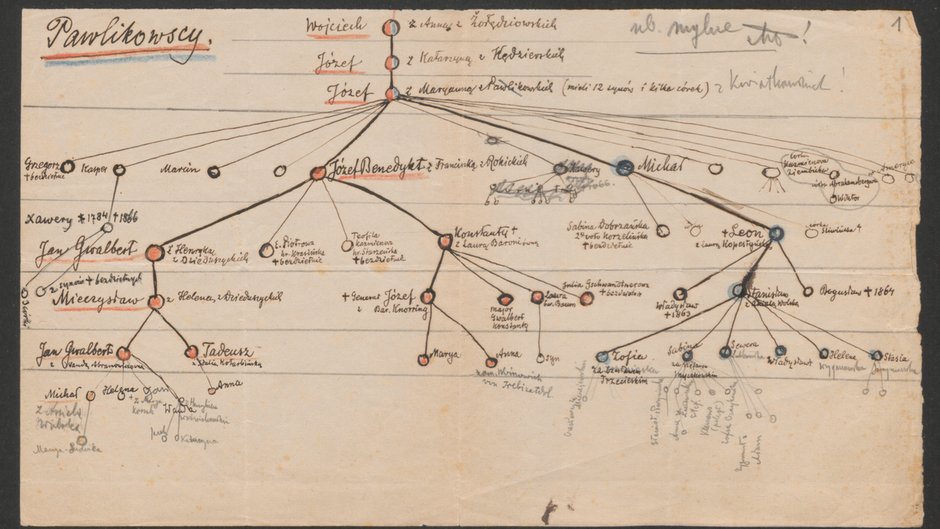 Drzewa genealogiczne Pawlikowskich różnych linii i ich krewnych