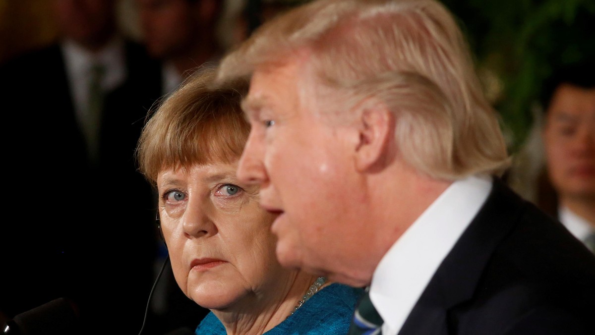 Merkel and Trump hold a joint news conference in the East Room of the White House in Washington