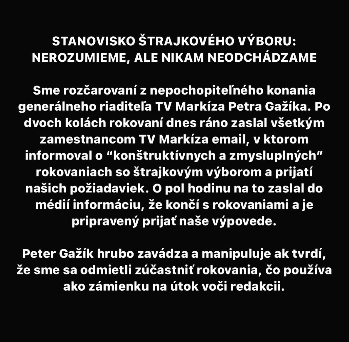 Vincze zverejnil stanovisko štrajkového výboru.