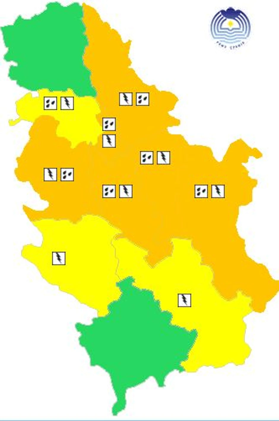 Upaljen meteoalarm za 8 maj
