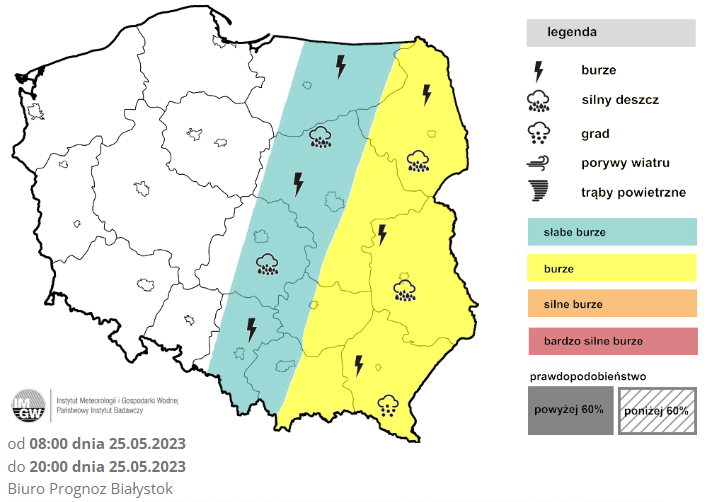 Prognoza burz IMGW na czwartek