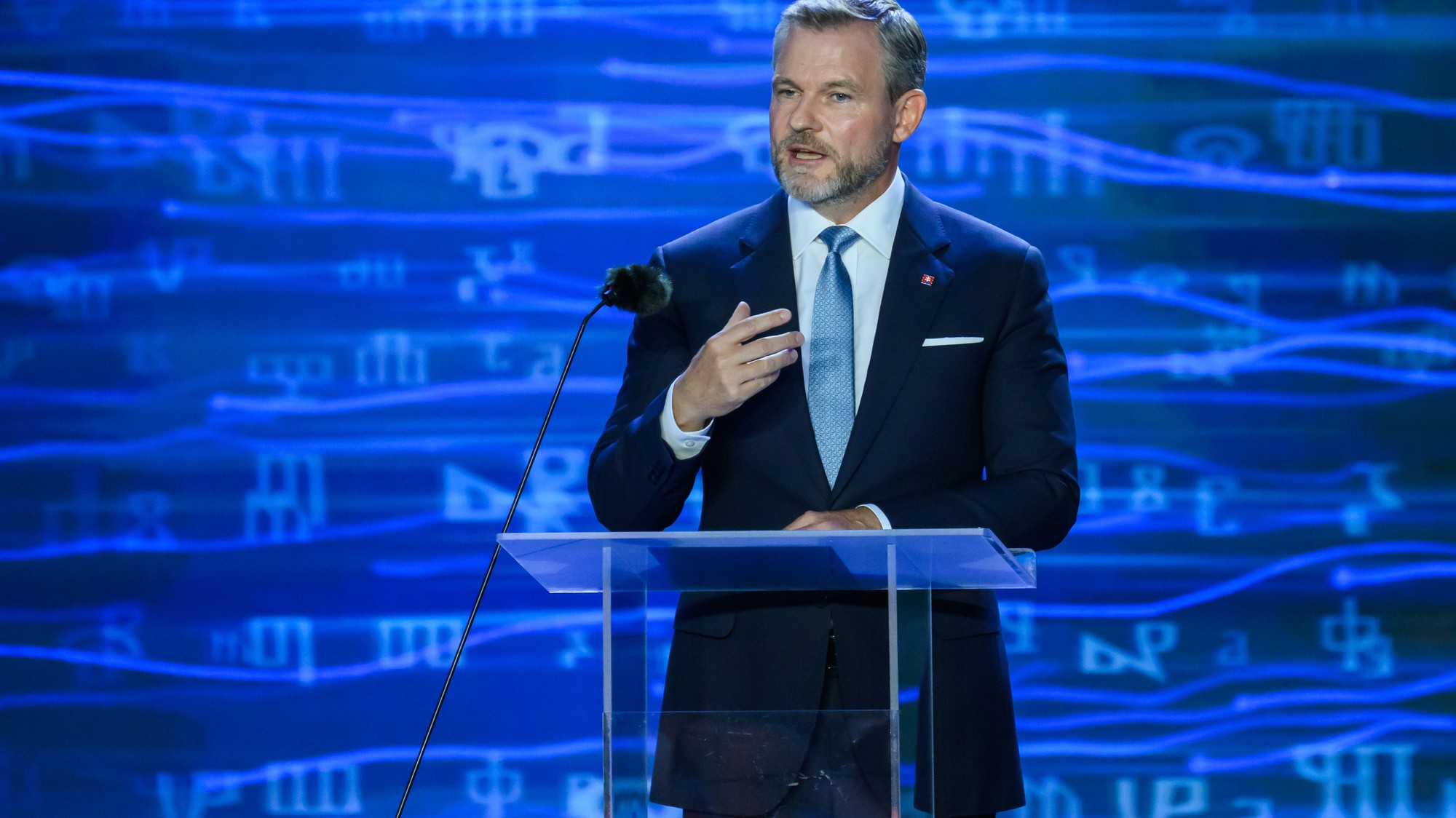 Prezident Peter Pellegrini na oslavách sviatku Cyrila a Metoda na Devíne v Bratislave 5. júla 2025..