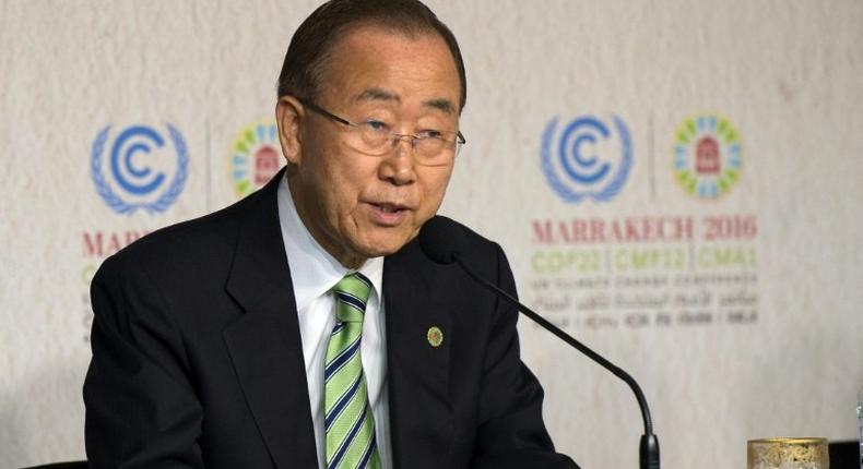 UN chief Ban Ki-moon speaks at the Climate Change Conference in Marrakesh